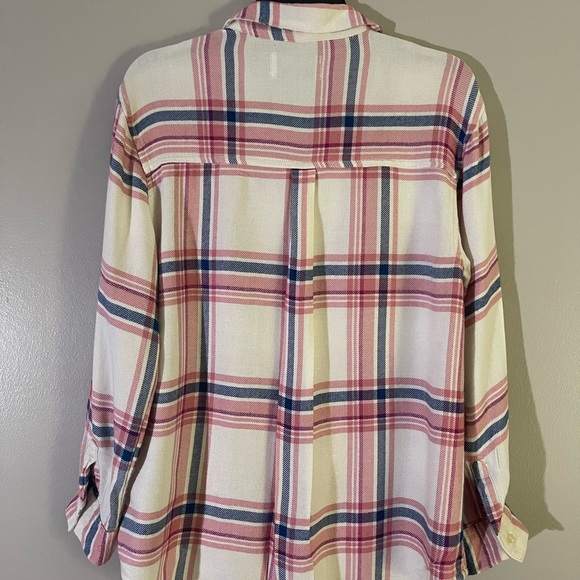 Plaid Flannel Shirt/Girls/Pink & Blue Plaid/Size L-10/12/Old Navy - Picture 2 of 6